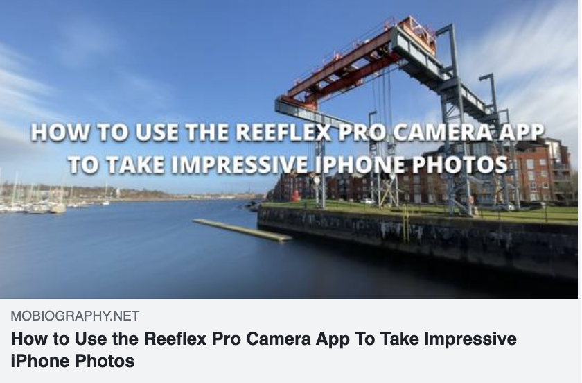 Reeflex Pro Camera 1.4 - Featured on Mobiography