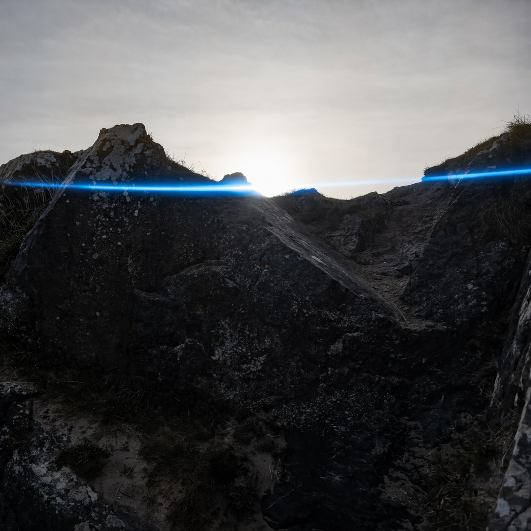 Blue anamorphic-style flare created with the Blue Streak Filter